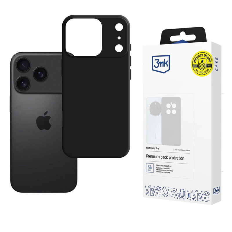 Husa iPhone 17 Pro premium 3mk Matt Case Pro, Black