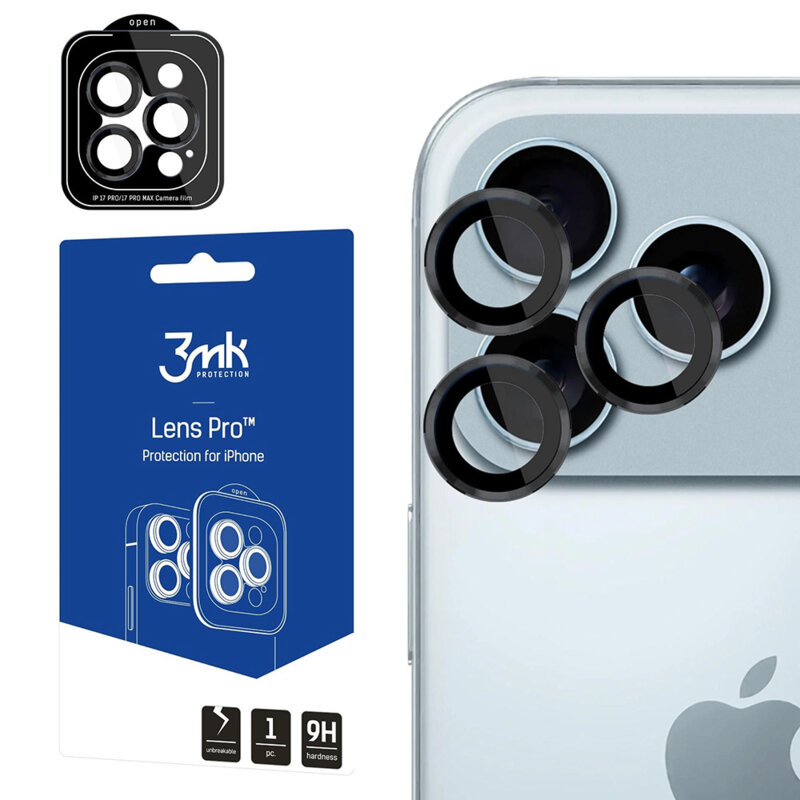 Folie iPhone 17 Pro 3mk Lens Protection Pro, negru