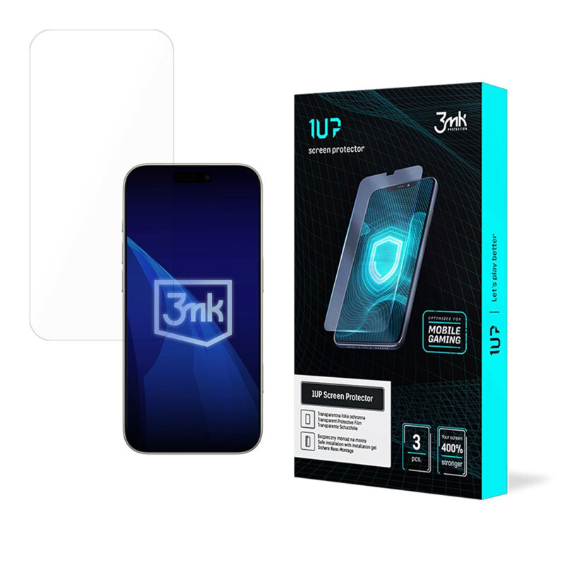 [Pachet 3x] Folie iPhone 17 Pro Max 3mk 1UP Screen Protector, transparenta