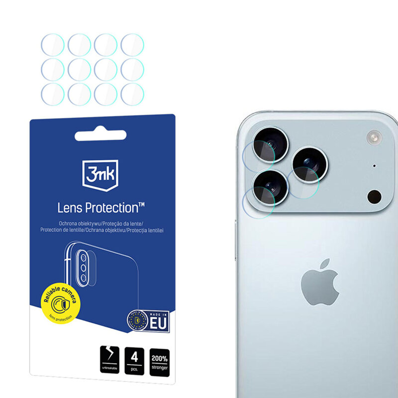 [Pachet 4x] Folie iPhone 17 Pro Max 3mk Lens Protection, transparenta