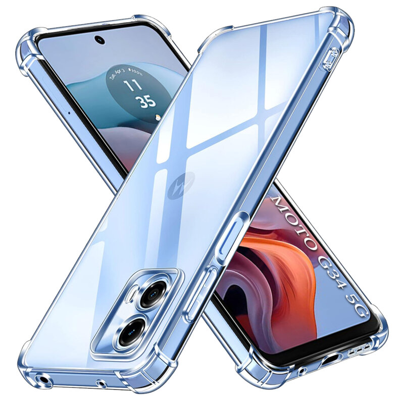 Husa Motorola Moto G34 Techsuit Shockproof Clear Silicone, transparenta