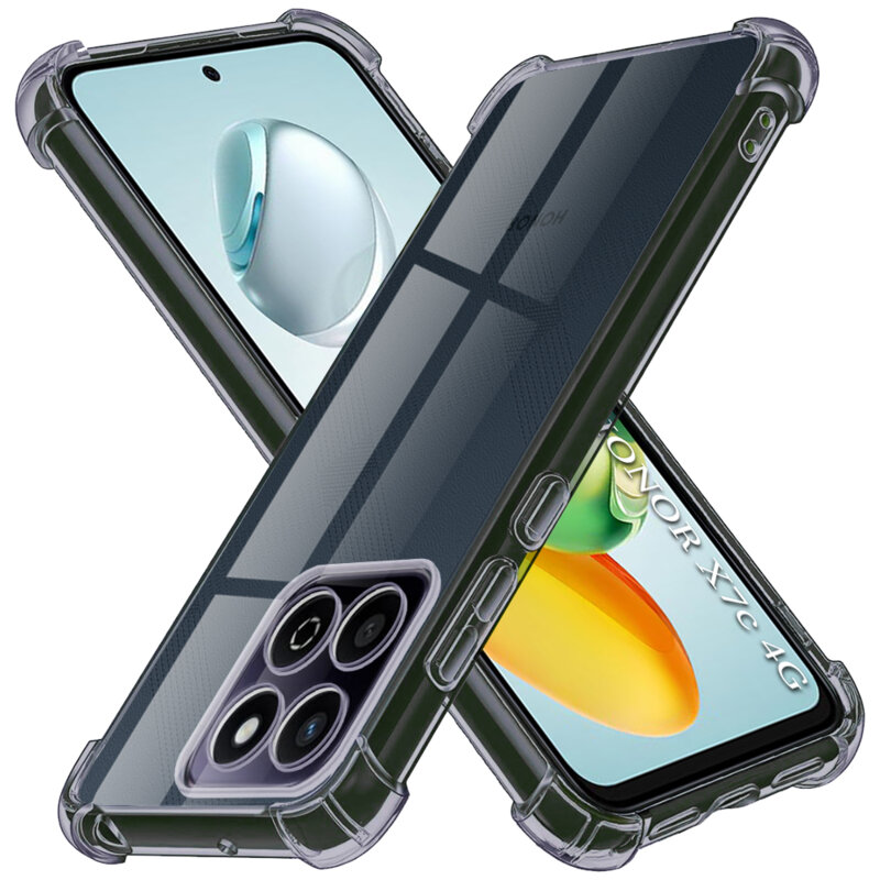 Husa Honor X7c Techsuit Shockproof Clear Silicone, fumuriu