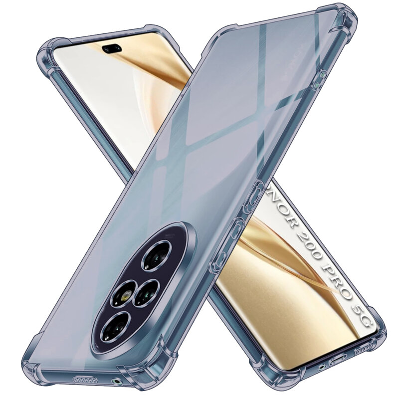 Husa Honor 200 Pro Techsuit Shockproof Clear Silicone, fumuriu