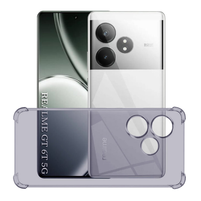 Husa Realme GT 6T Techsuit Shockproof Clear Silicone, fumuriu