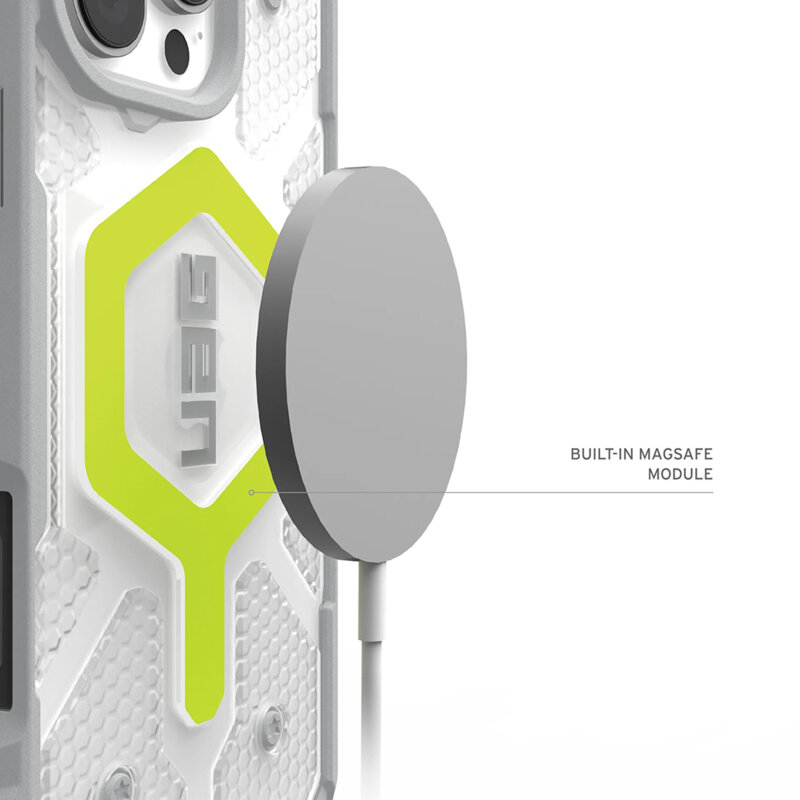 Husa iPhone 17 Pro UAG Pathfinder Clear MagSafe, Active Neon