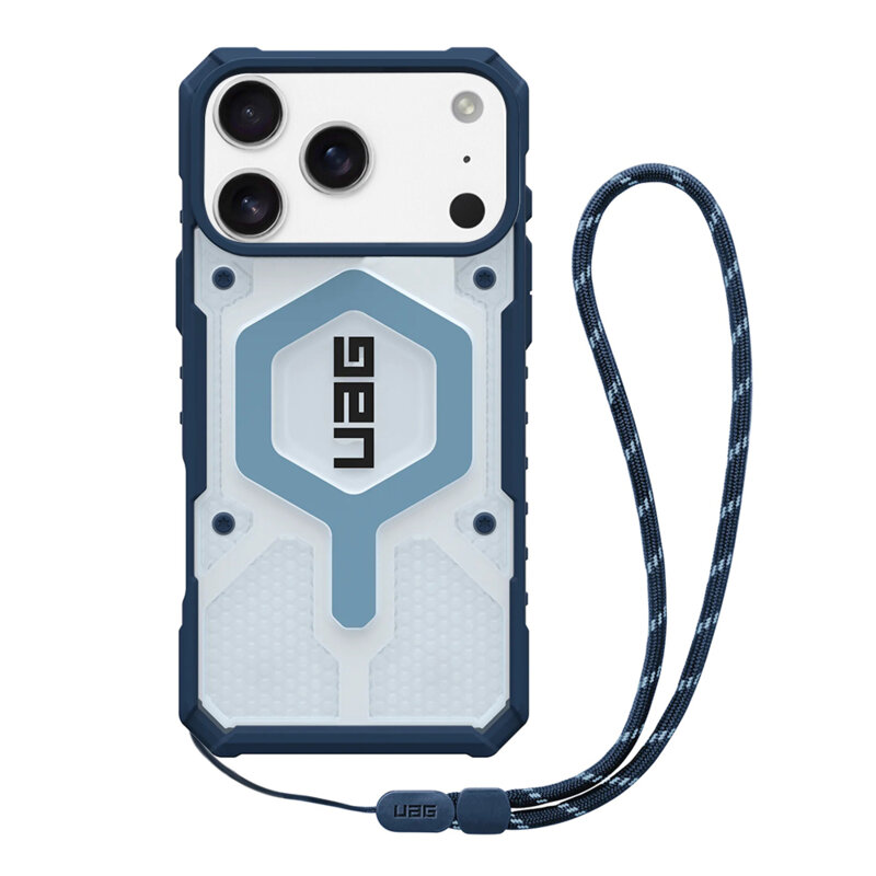 Husa iPhone 17 Pro Max UAG Pathfinder Clear MagSafe, Blues Lanyard