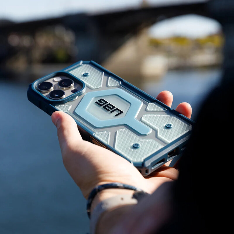 Husa iPhone 17 Pro UAG Pathfinder Clear MagSafe, Blues Lanyard