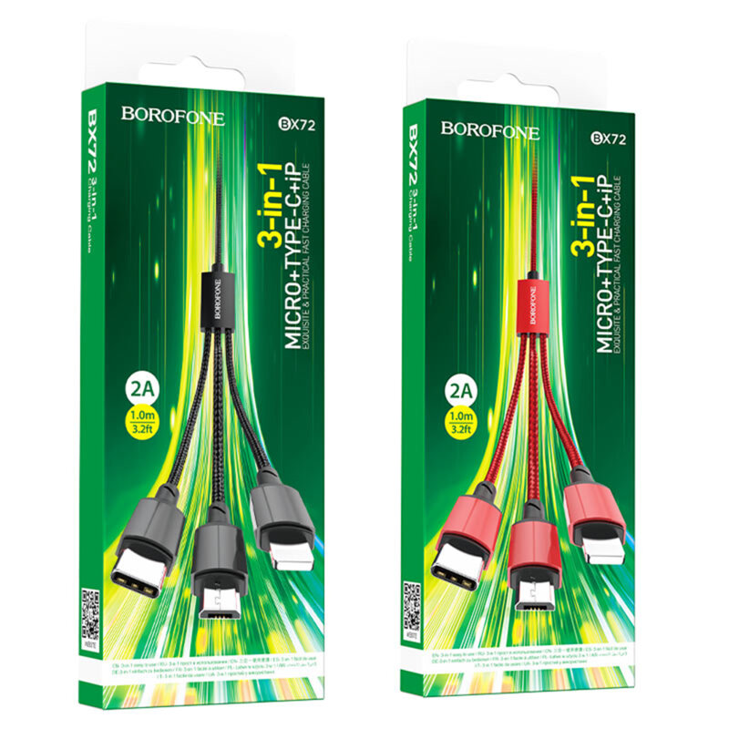 Cablu de date USB la micro-USB, 2A, 1m Borofone BX72, negru