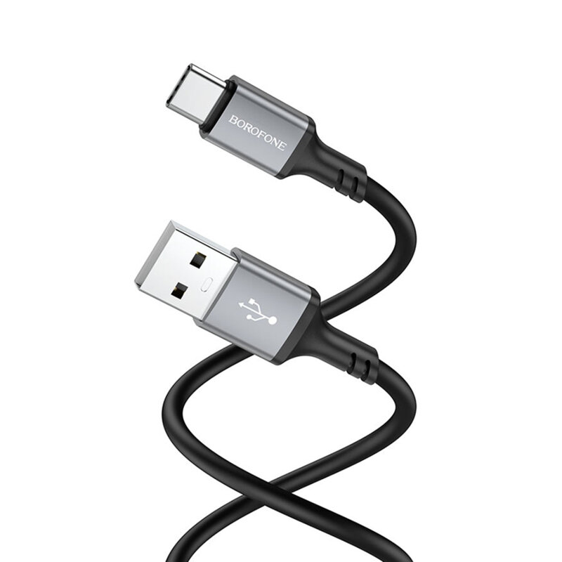 Cablu de date USB la Type-C 3A, 1m Borofone Famous, negru, BX83