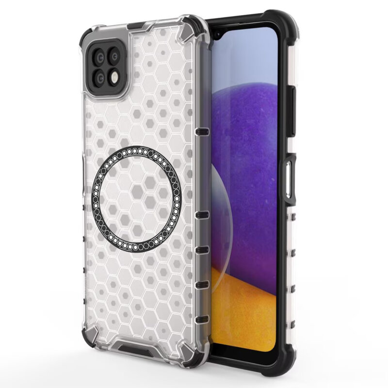 Husa transparenta Samsung Galaxy A22 5G Techsuit HoneyComb Shield MagSafe, alb