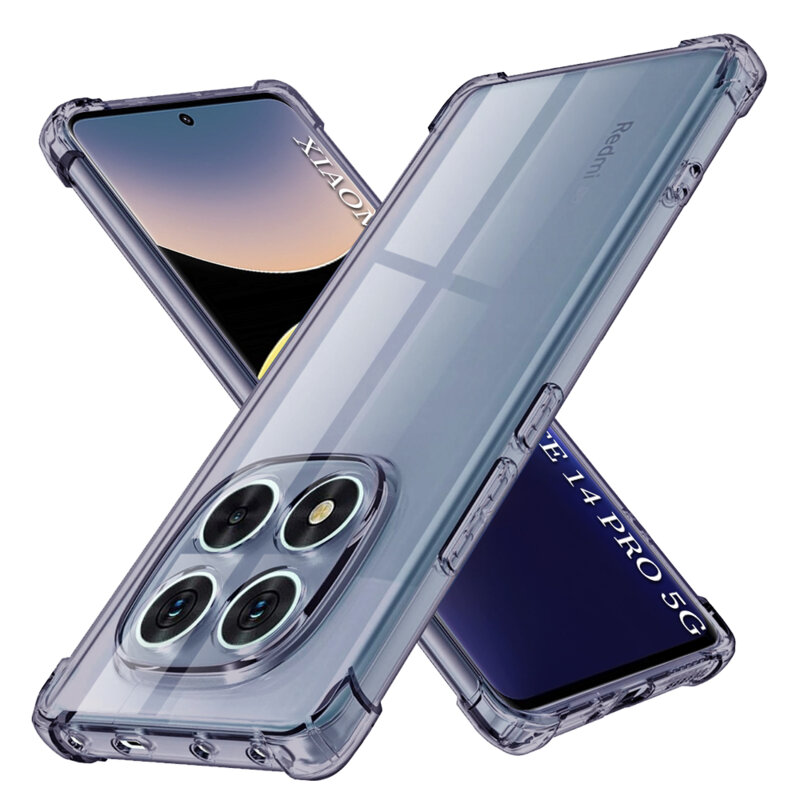 Husa Xiaomi Redmi Note 14 Pro 5G Techsuit Shockproof Clear Silicone, fumuriu