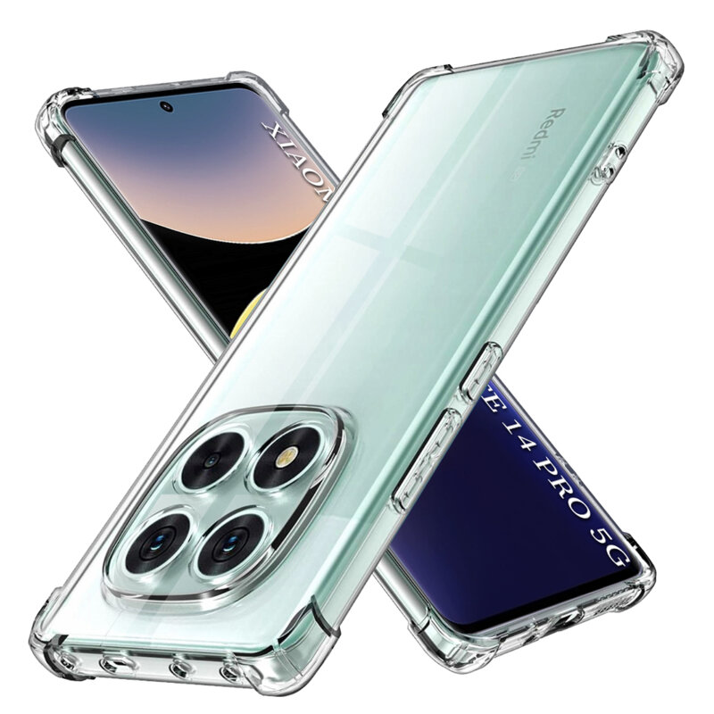 Husa Xiaomi Redmi Note 14 Pro 5G Techsuit Shockproof Clear Silicone, transparenta