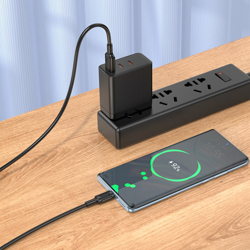 Cablu de date USB la Type-C, 1m Borofone Feliz, negru, BX111