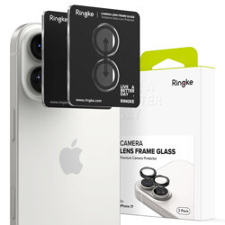 [Pachet 2x] Folie sticla camera iPhone 17 Ringke Camera Lens Frame, negru