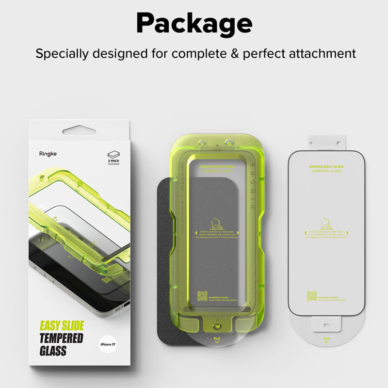 [Pachet 2x] Folie sticla iPhone 17 Pro Ringke Easy Slide Tempered Glass, transparenta