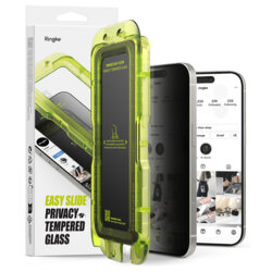 [Pachet 2x] Folie sticla iPhone 17 Air Ringke Easy Slide Privacy Tempered Glass, negru