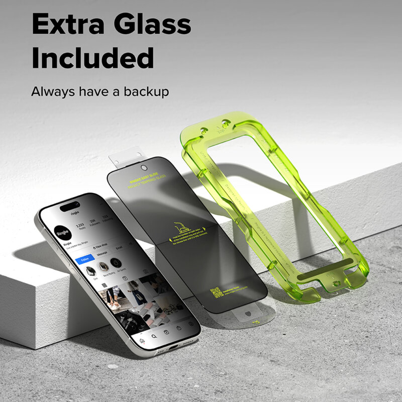 [Pachet 2x] Folie sticla iPhone 17 Pro Max Ringke Easy Slide Privacy Tempered Glass, negru