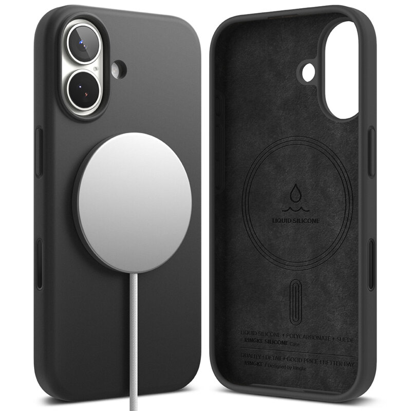 Husa iPhone 17 Ringke Silicone Magnetic MagSafe, negru
