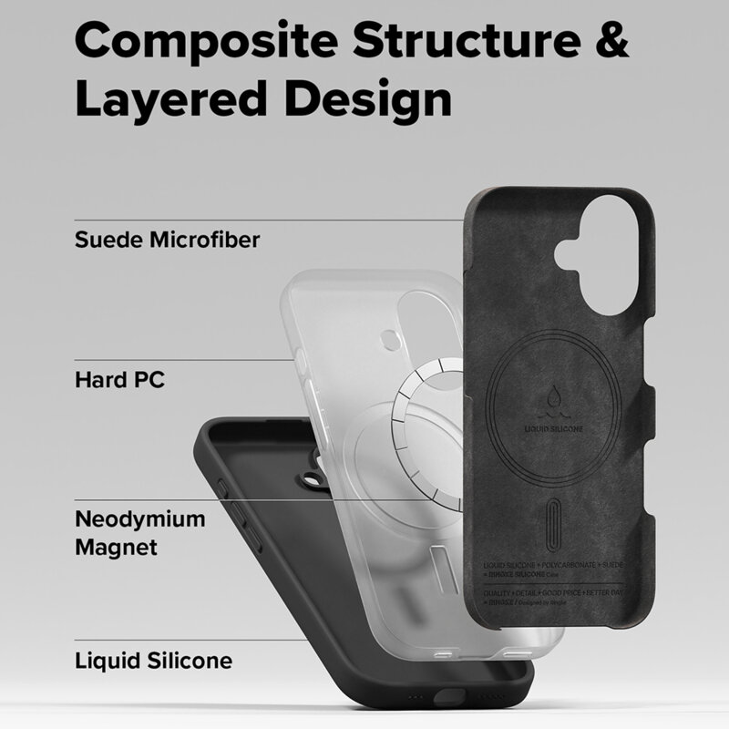 Husa iPhone 17 Ringke Silicone Magnetic MagSafe, negru