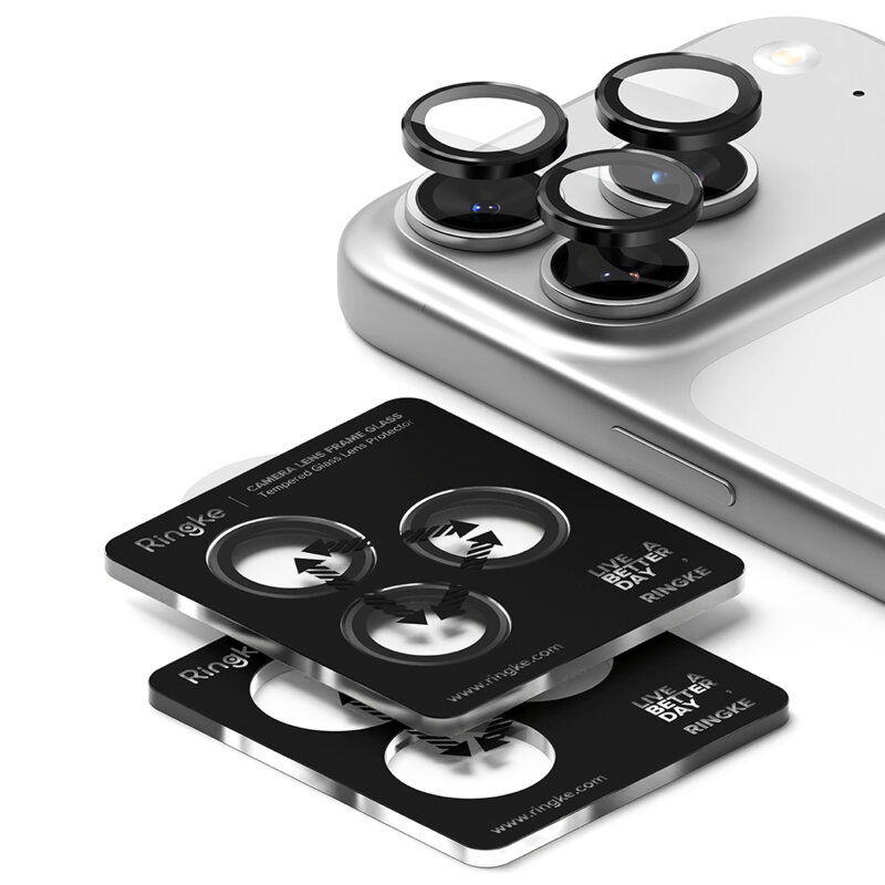 Folie sticla camera iPhone 17 Pro Max Ringke Camera Lens Frame, negru