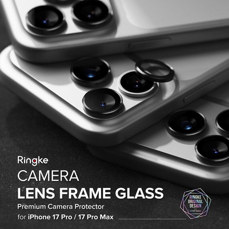 Folie sticla camera iPhone 17 Pro Max Ringke Camera Lens Frame, negru