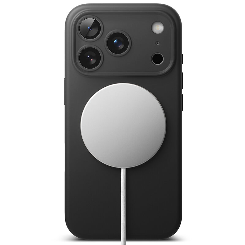 Husa iPhone 17 Pro Ringke Silicone Magnetic MagSafe, negru
