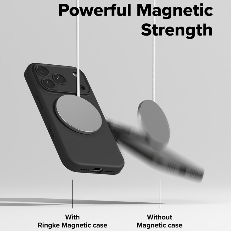 Husa iPhone 17 Pro Ringke Silicone Magnetic MagSafe, negru