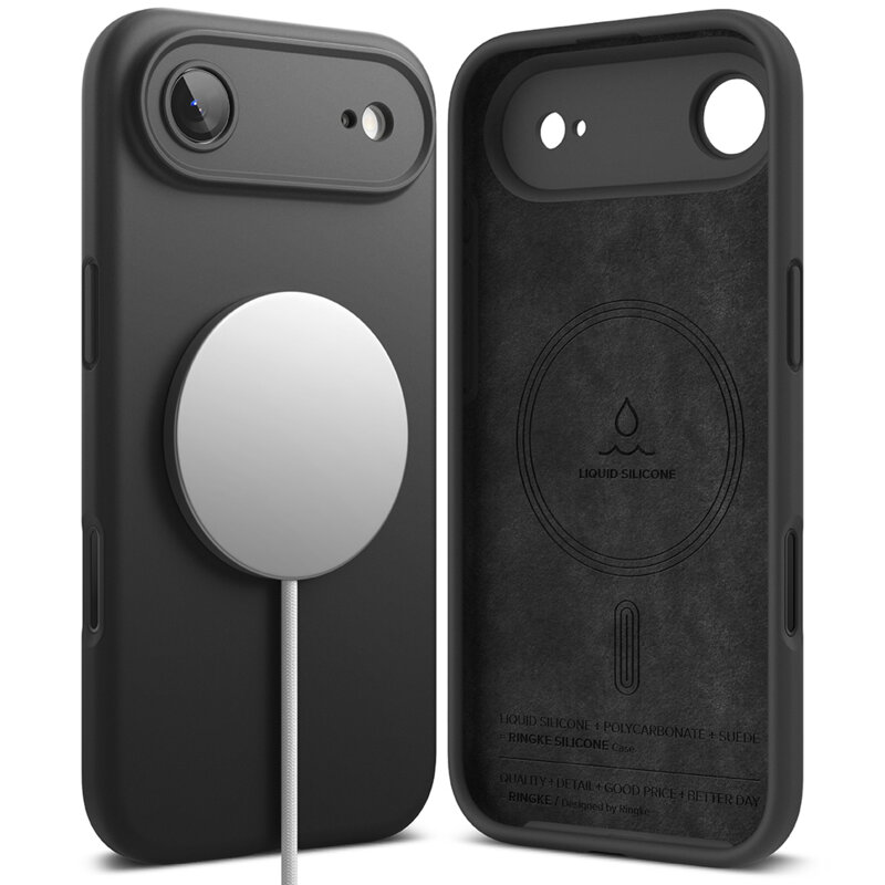 Husa iPhone 17 Air Ringke Silicone Magnetic MagSafe, negru