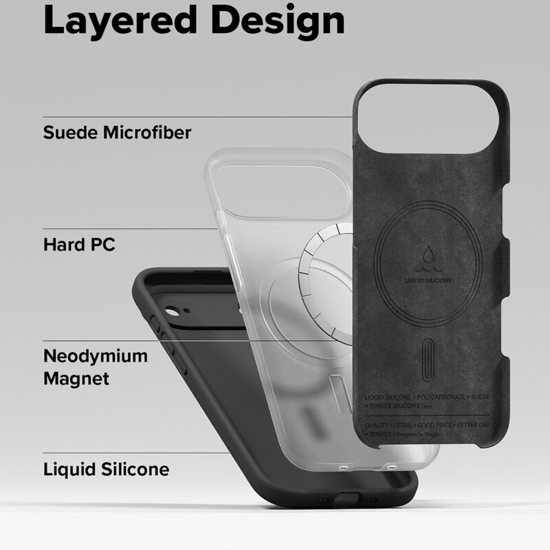 Husa iPhone 17 Air Ringke Silicone Magnetic MagSafe, negru