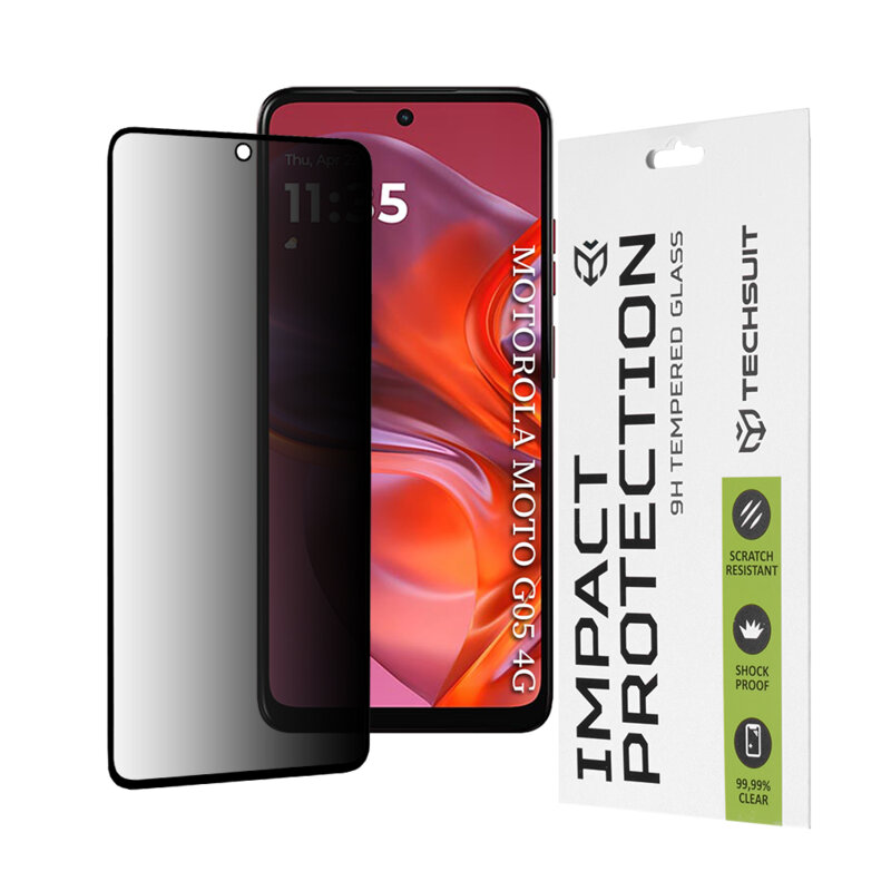 Folie sticla Motorola Moto G05 Techsuit 111D Privacy Full Glue, negru