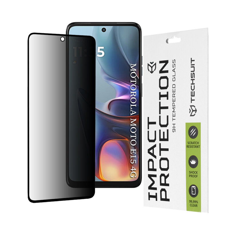 Folie sticla Motorola Moto E15 Techsuit 111D Privacy Full Glue, negru