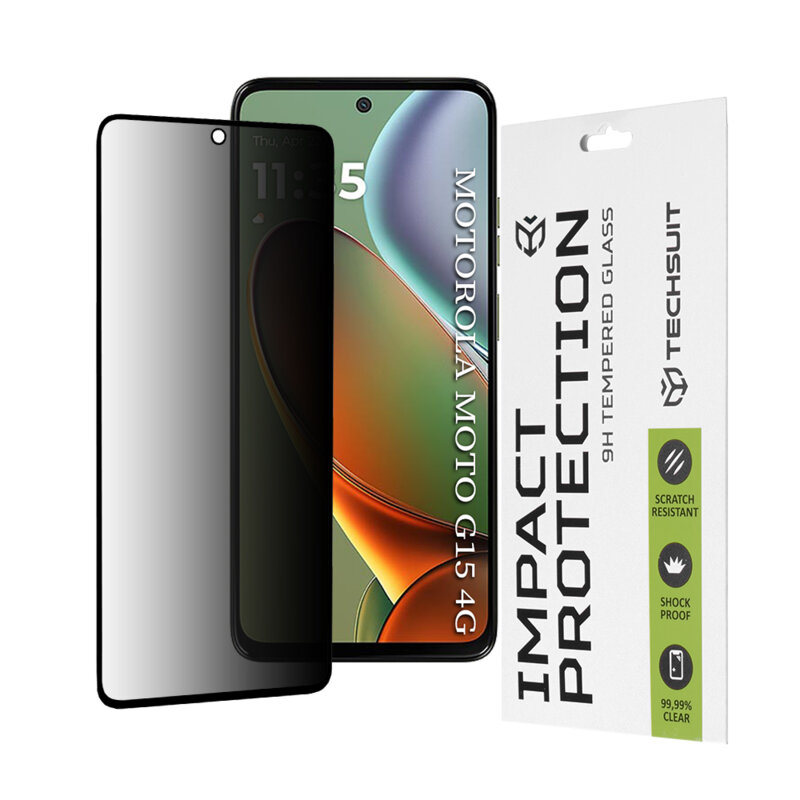 Folie sticla Motorola Moto G15 Techsuit 111D Privacy Full Glue, negru