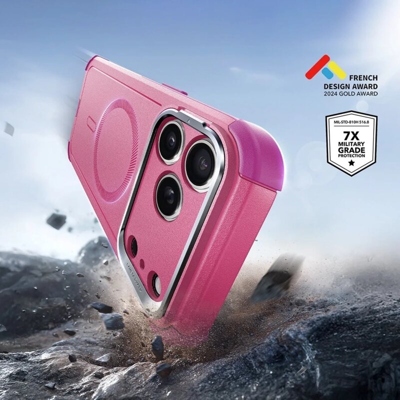 Husa iPhone 17 Pro ESR Cyber Armor Kickstand, rosy pink