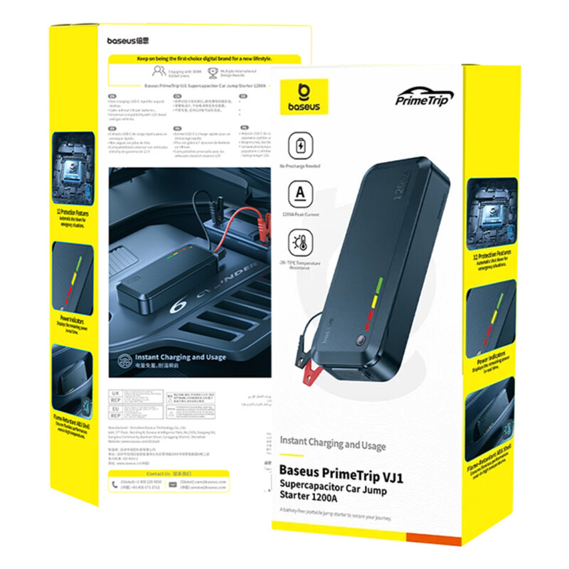 Jump starter/compresor auto portabil 1200A Baseus PrimeTrip VJ1