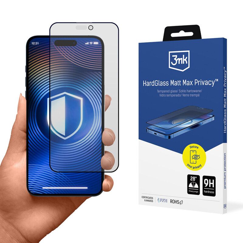 Folie sticla iPhone 17 Pro Max 3mk HardGlass Matt Max, privacy