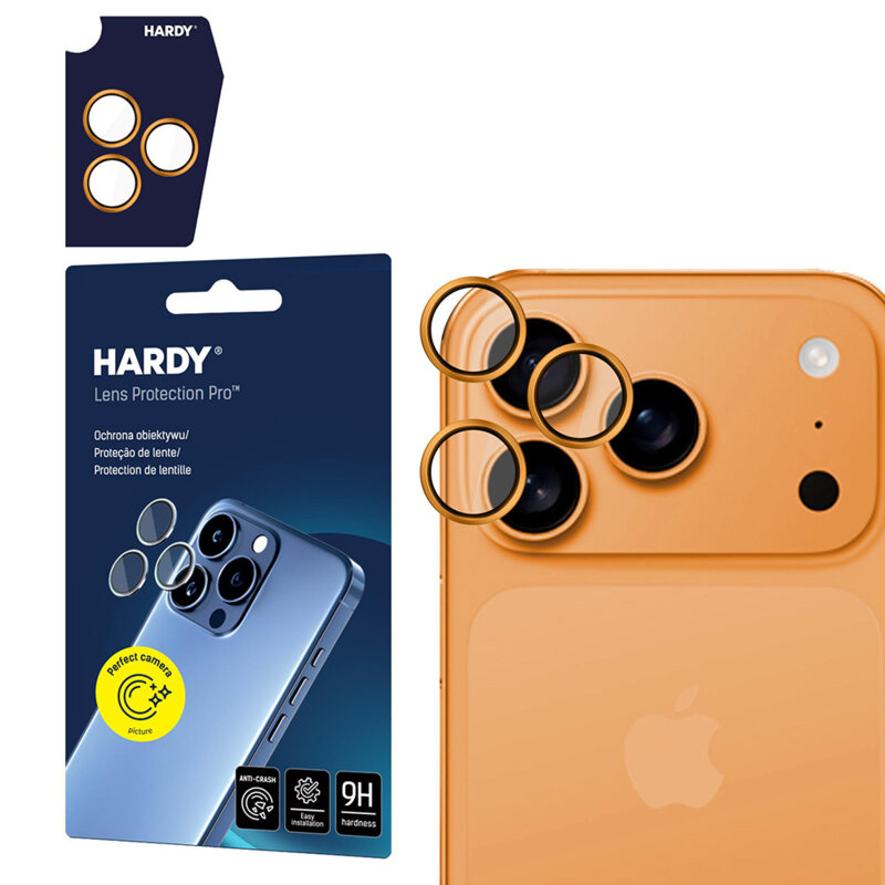 Folie iPhone 17 Pro 3mk Hardy Lens Protection Pro, oranj