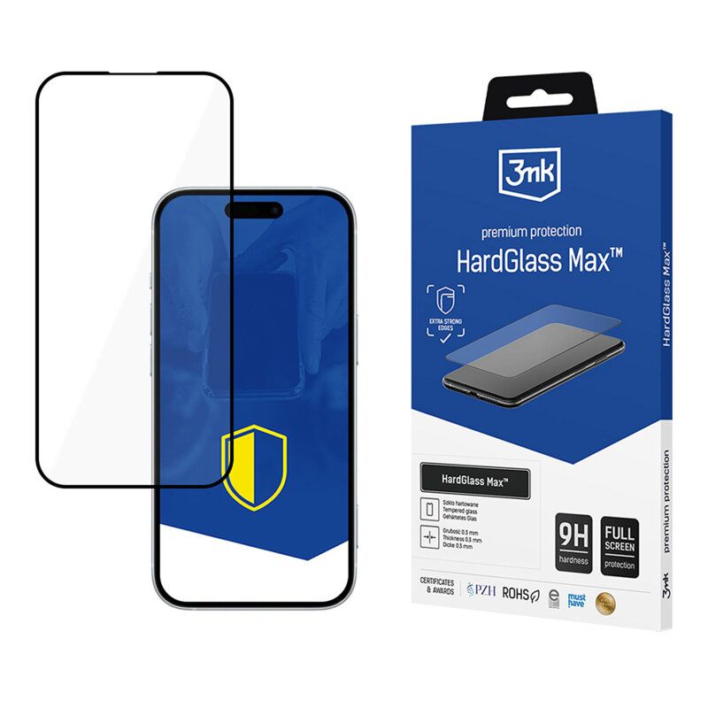 Folie sticla iPhone 17 Pro 3mk HardGlass Max, negru