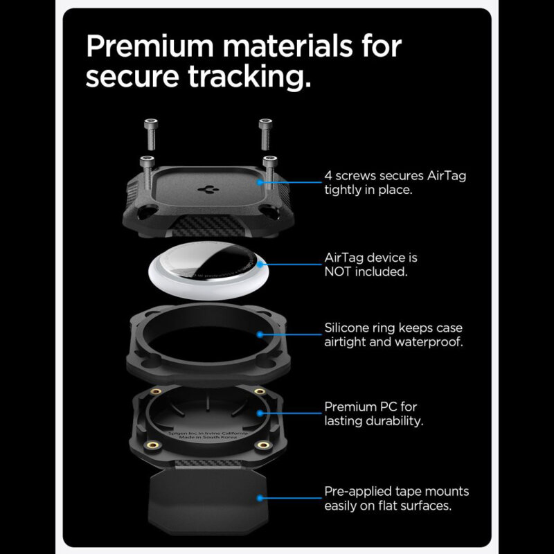 Husa Apple AirTag 1 / 2 Spigen Tough Armor, negru