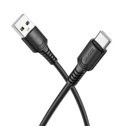 Cablu date USB - Type-C, 3A, 1m Borofone Certain, negru, BX116