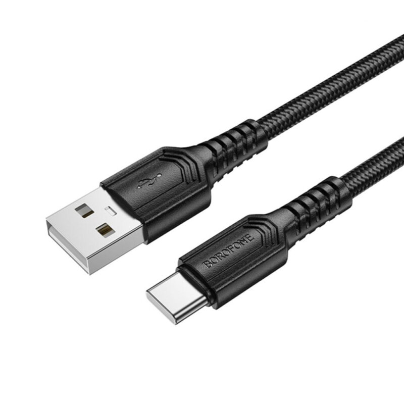 Cablu date USB - Type-C, 3A, 1m Borofone Certain, negru, BX116