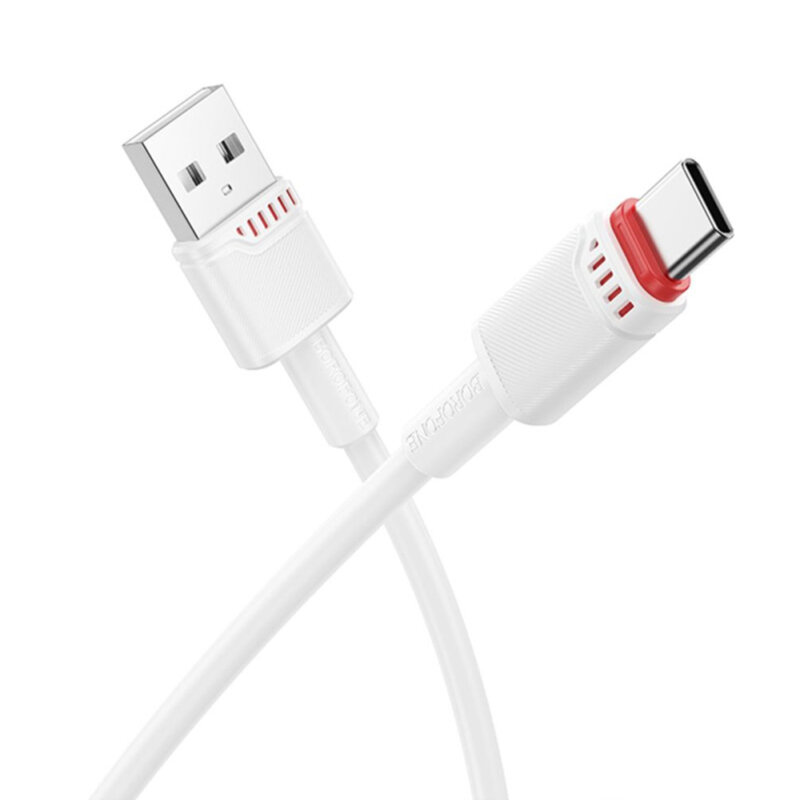 Cablu USB la Type-C premium, 3A, 1m Borofone Beneficio, alb, BX110