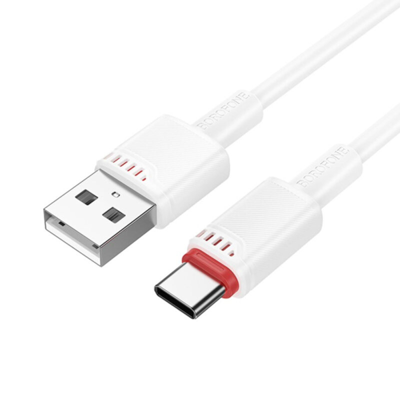 Cablu USB la Type-C premium, 3A, 1m Borofone Beneficio, alb, BX110