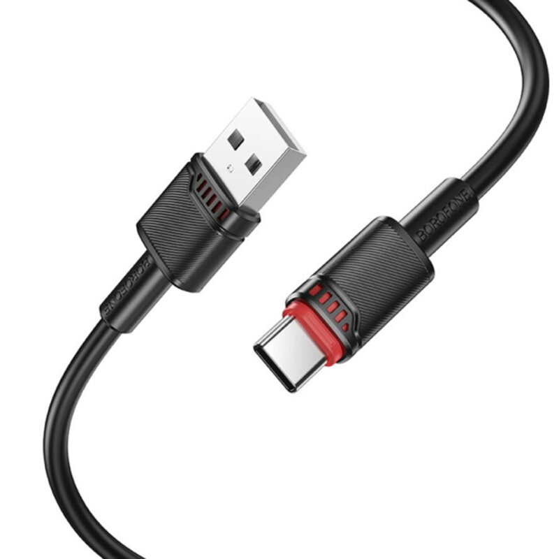 Cablu USB la Type-C premium, 3A, 1m Borofone Beneficio, alb, BX110