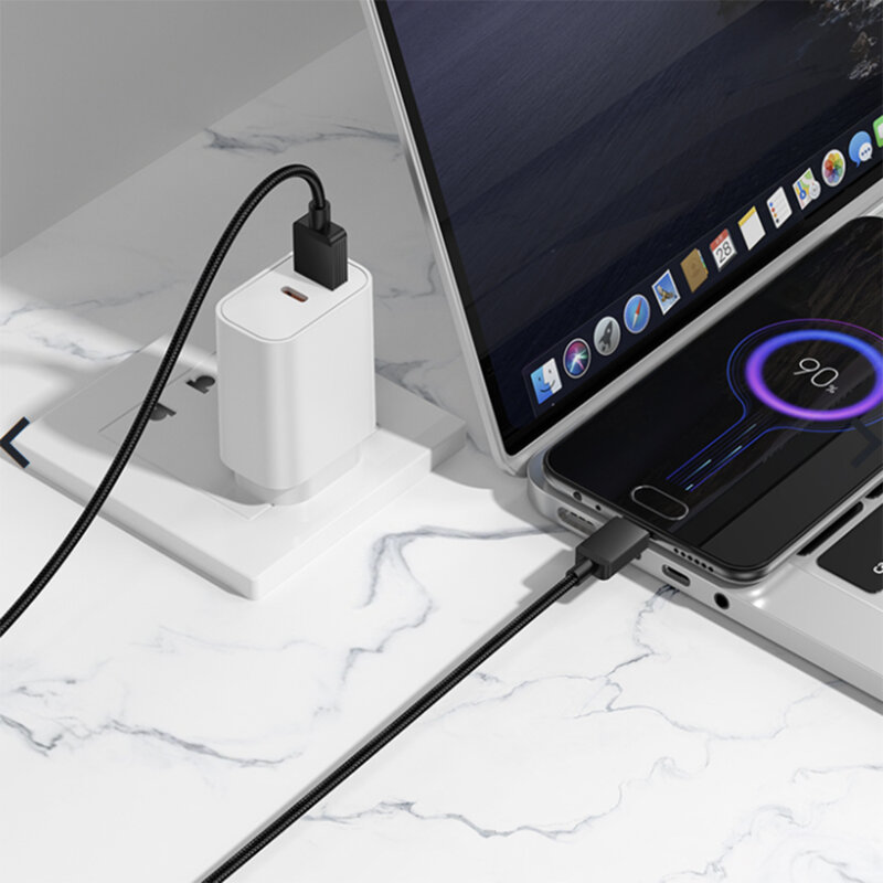 Cablu date USB, USB-Micro, 2.4A, 1m Borofone Placer, negru, BX120