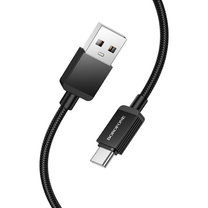 Cablu date USB, Type-C, 3A, 1m Borofone Placer, negru, BX120