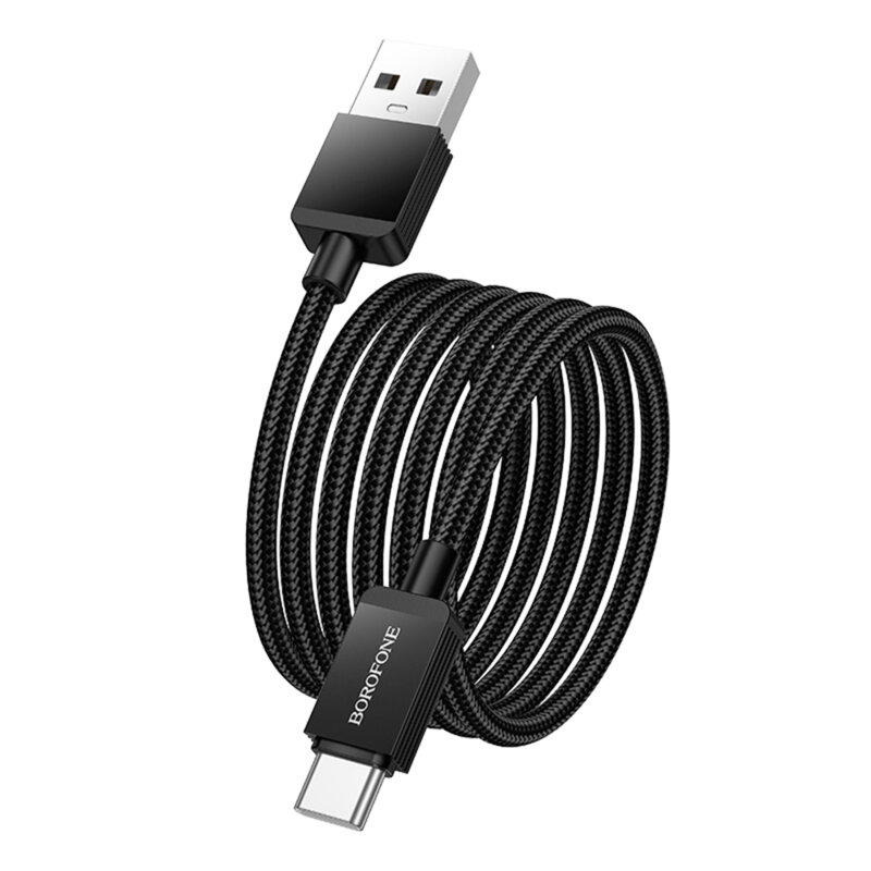 Cablu date USB, Type-C, 3A, 1m Borofone Placer, negru, BX120