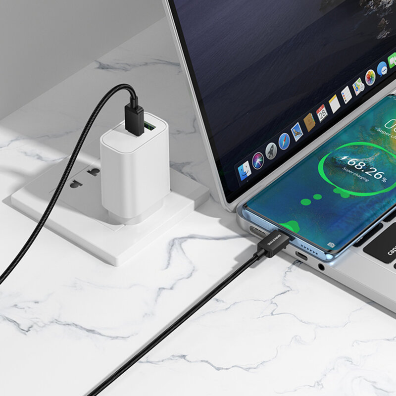 Cablu incarcare tip C, PD60W, 1m Borofone Placer, negru, BX120