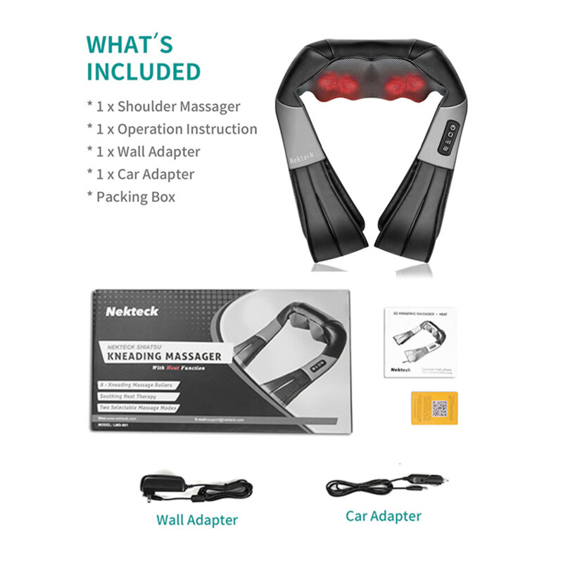 Aparat de masaj pentru gat cu cablu Nekteck, A01-NK01-BK00