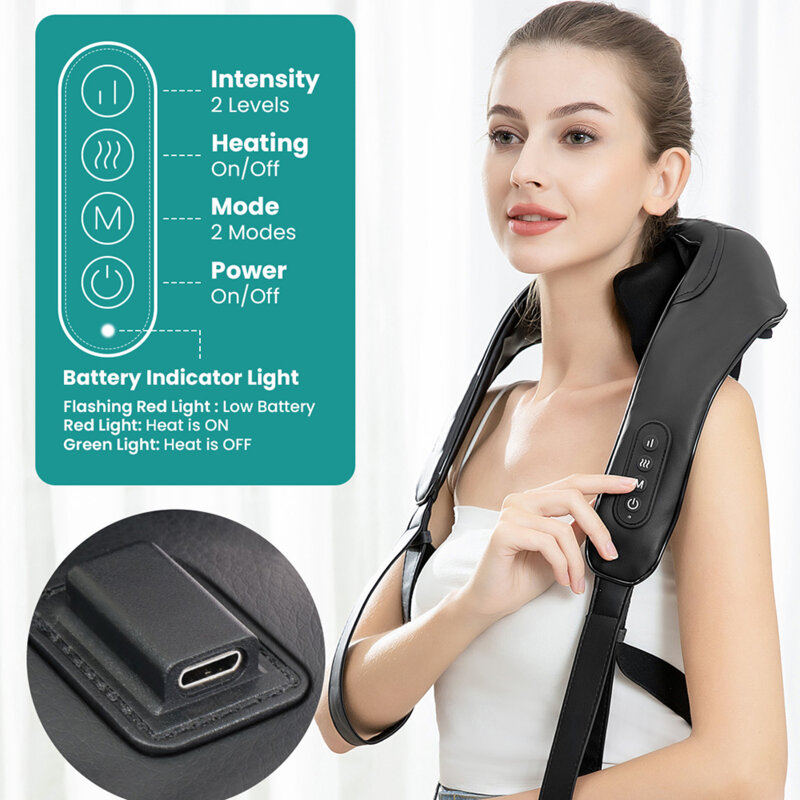 Aparat de masaj pentru gat wireless, 2 moduri Nekteck, A01-NM09-BKUS