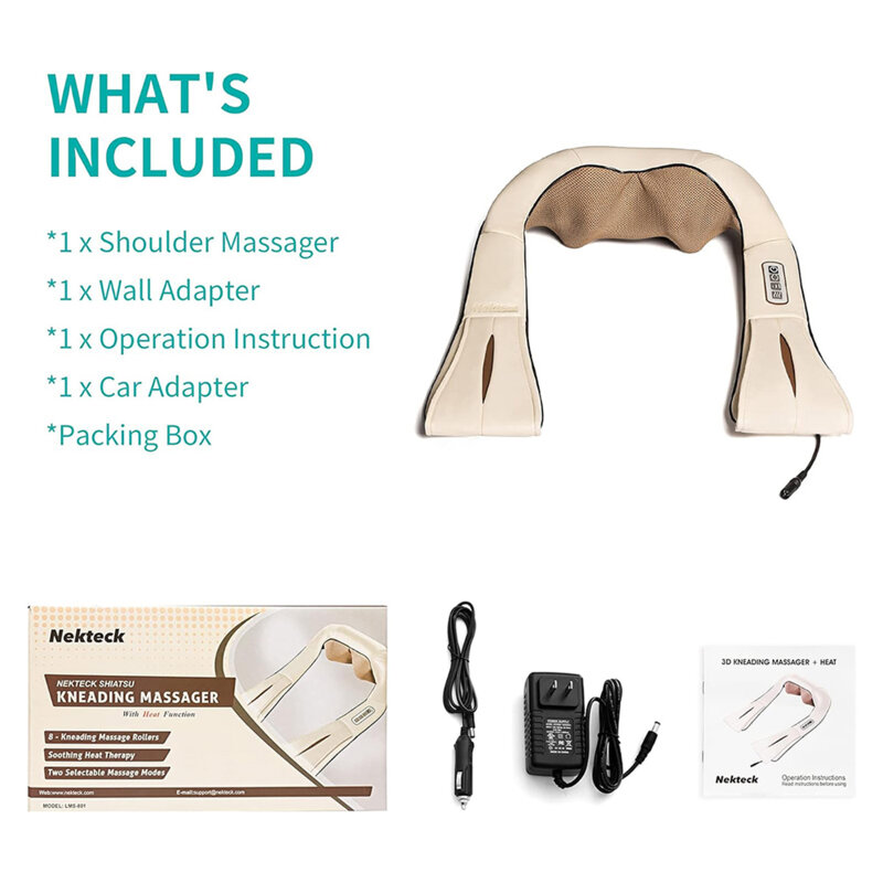 Aparat de masaj pentru gat, 3 intensitati Nekteck, bej, A01-NK03-BG00